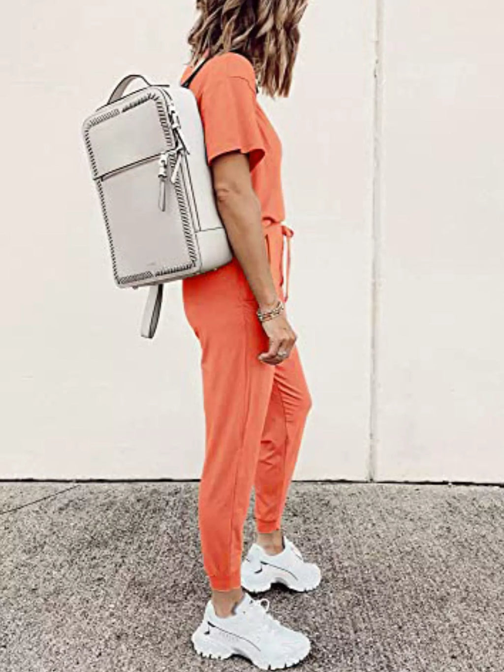 Full Size Round Neck Top and Drawstring Pants Set Plus Size - Lilixa.store