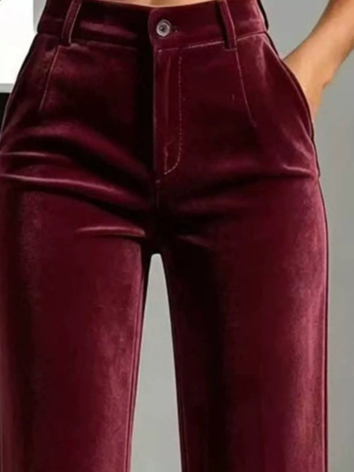 Full Size High-Waisted Velvet Pants Plus Size, view 3
