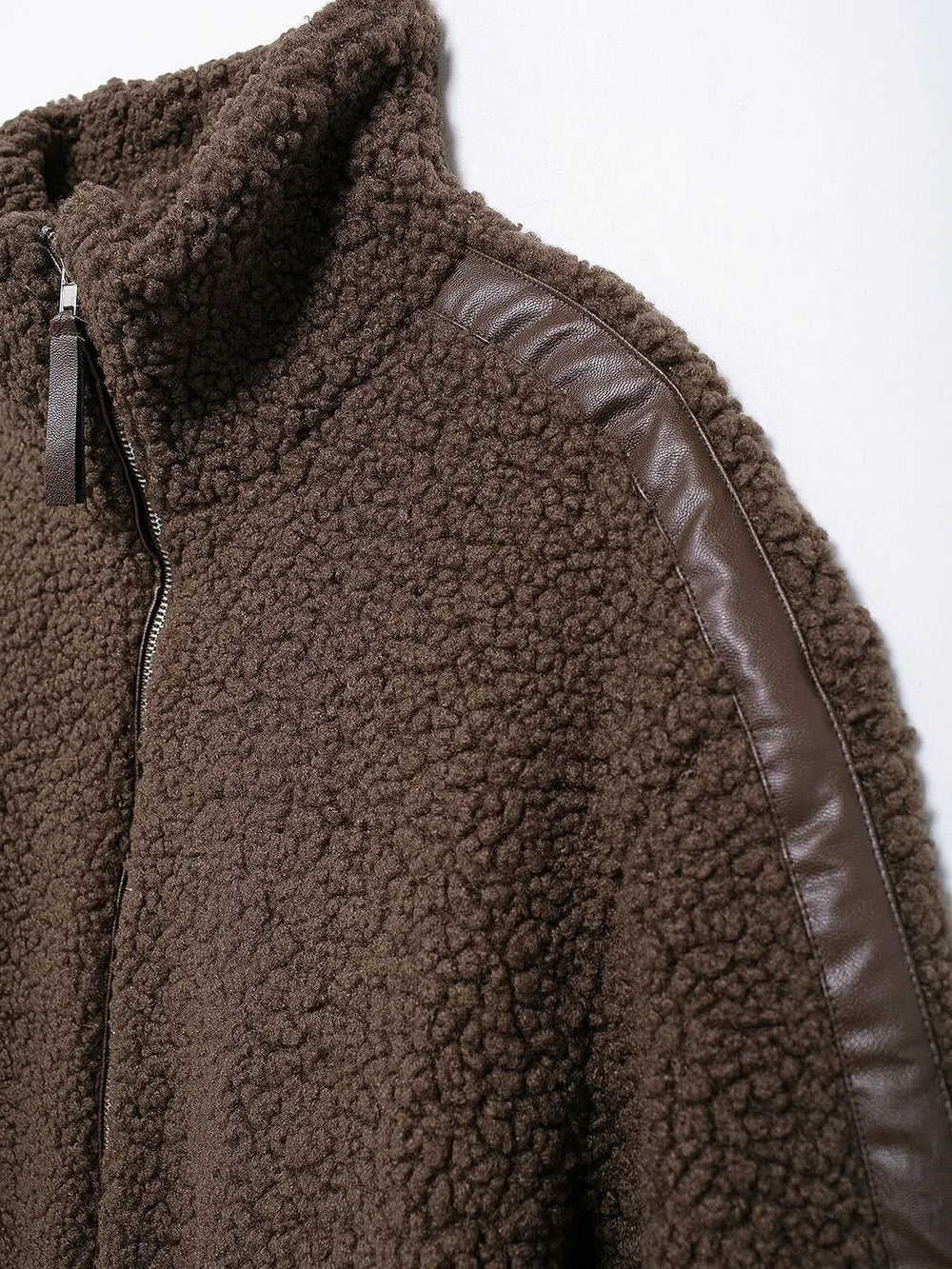 Zip Up Turtleneck Long Sleeve Plush Jacket, view 13