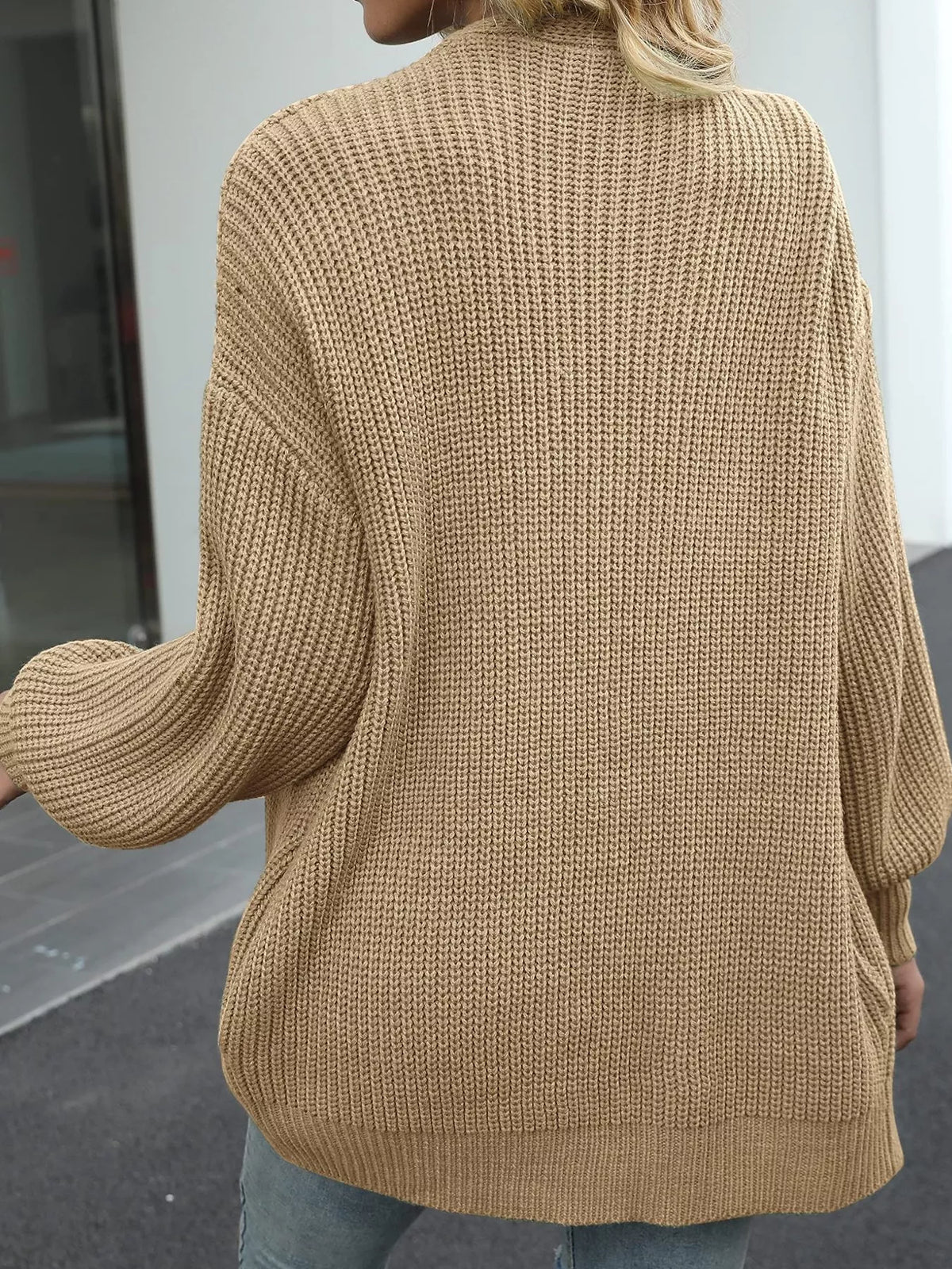 Open-Front Chunky Knit Cardigan - Lilixa.store