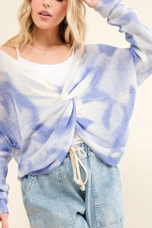 And The Why Blue Tie Dye Twisted Sweater, view 6