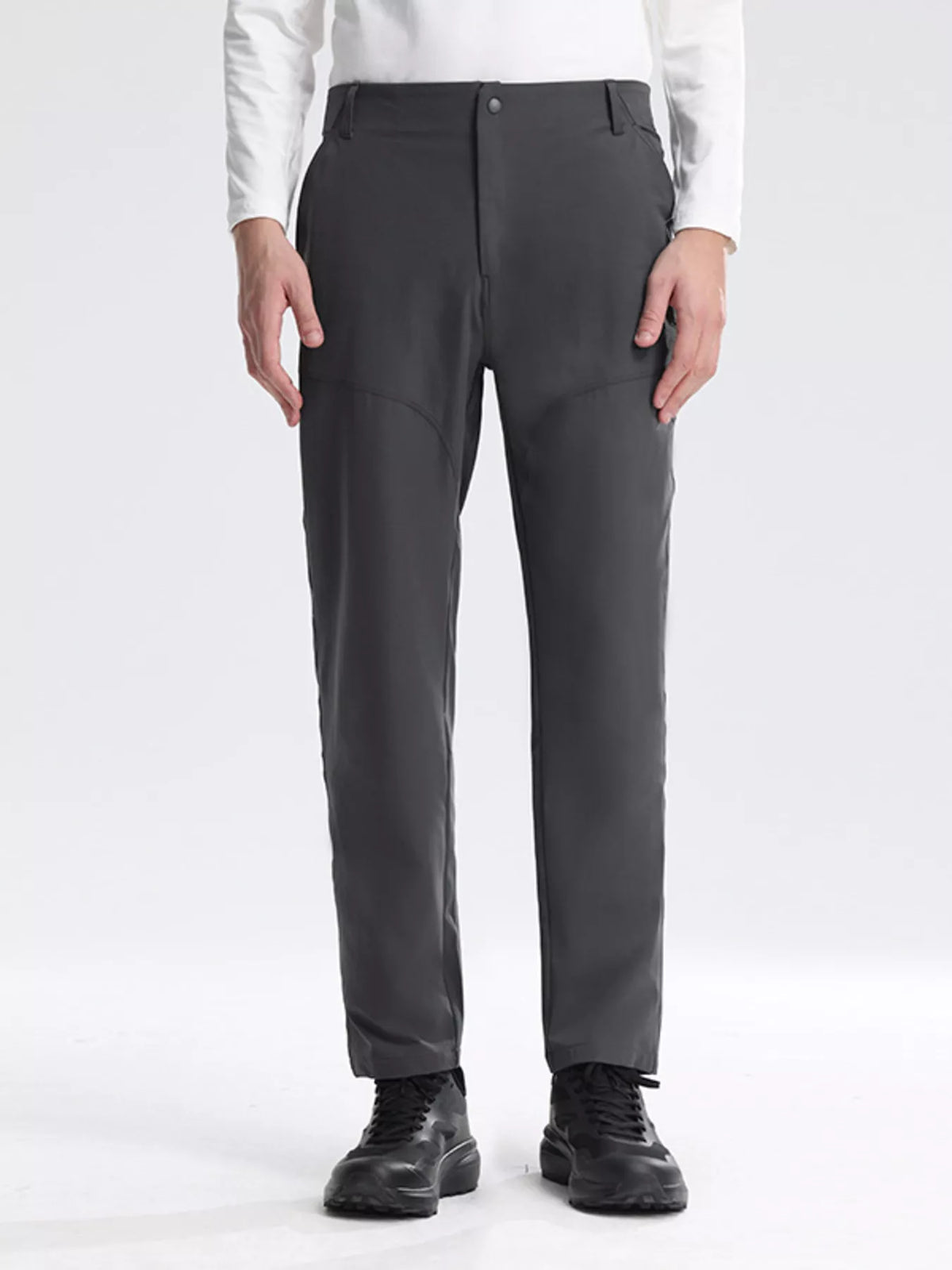 Men's Plus Size Lightweight Pocketed Pants in Dark Gray