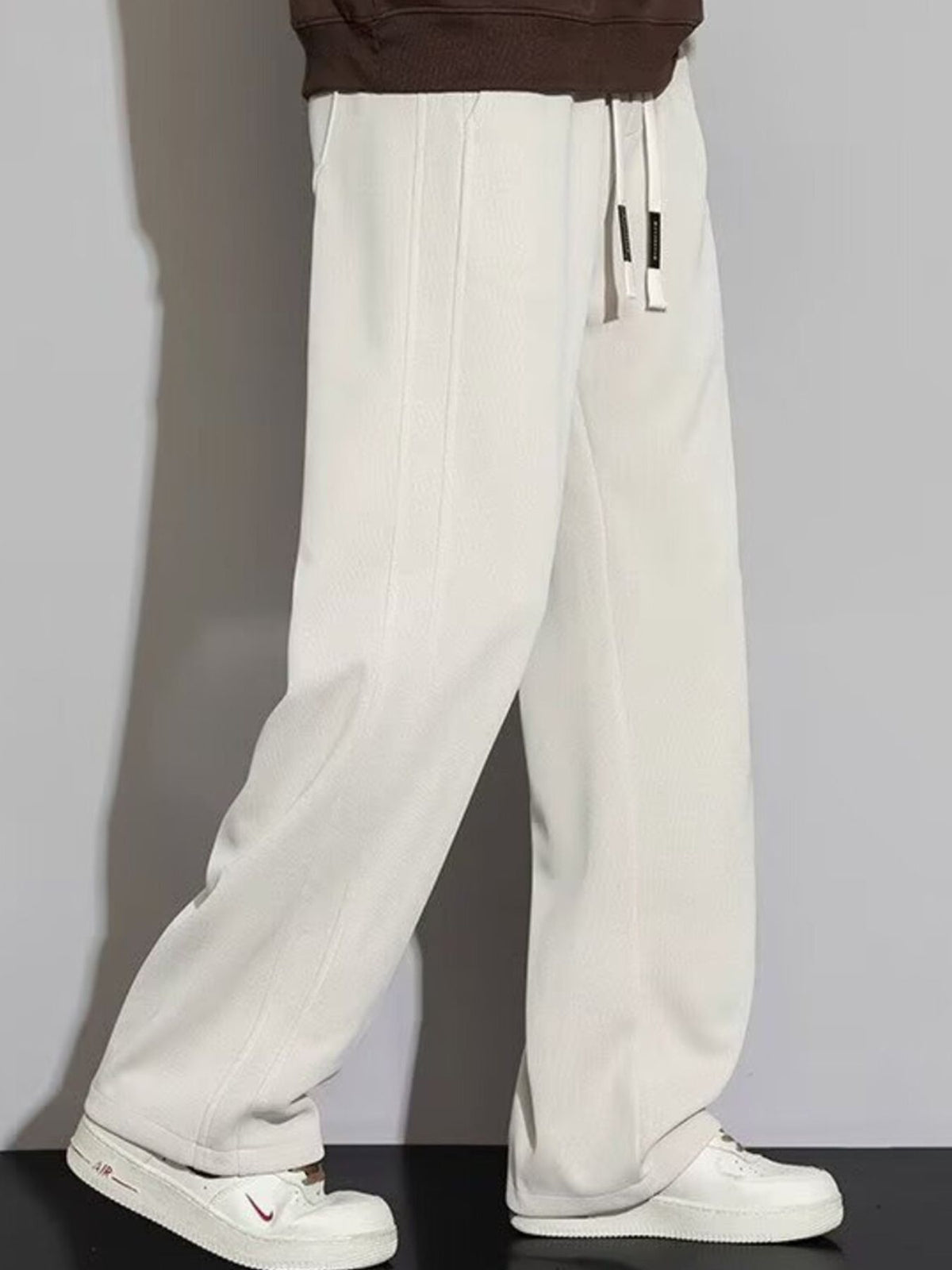 Men's Plus Size Casual Loose Fit Drawstring Pants in Apricot