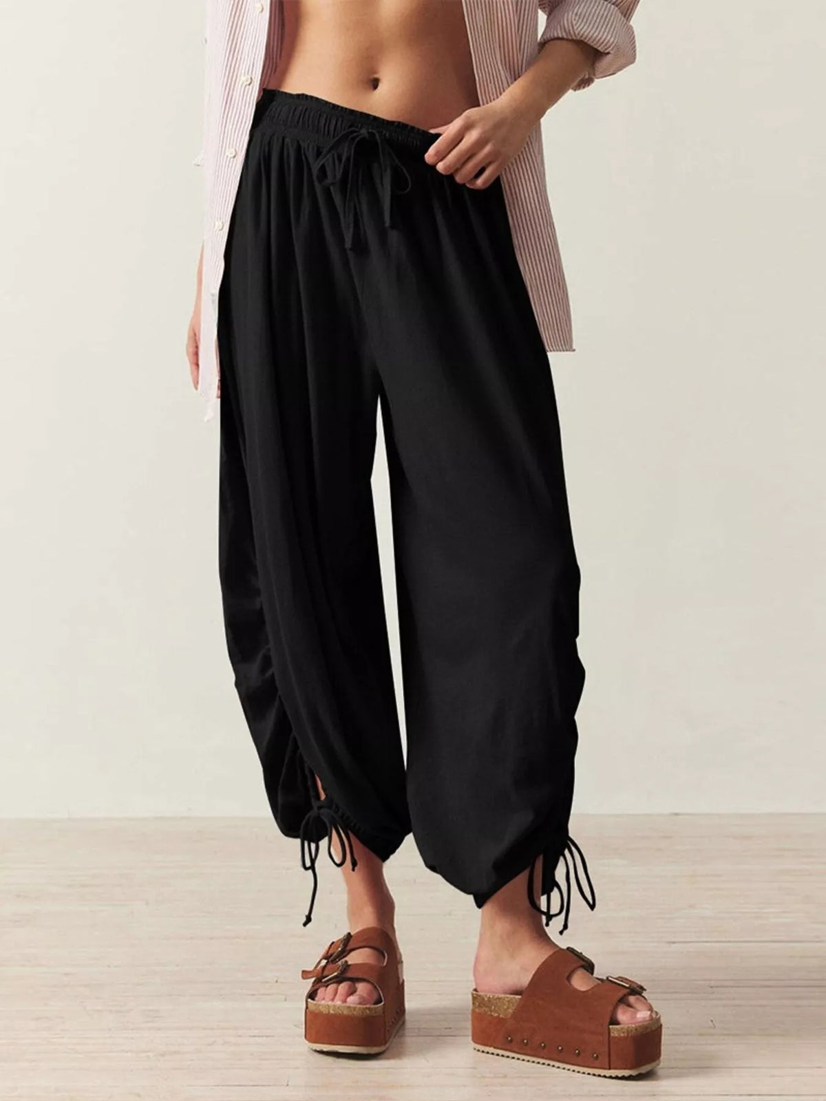 Ruched Drawstring Harem Pants - Lilixa.store