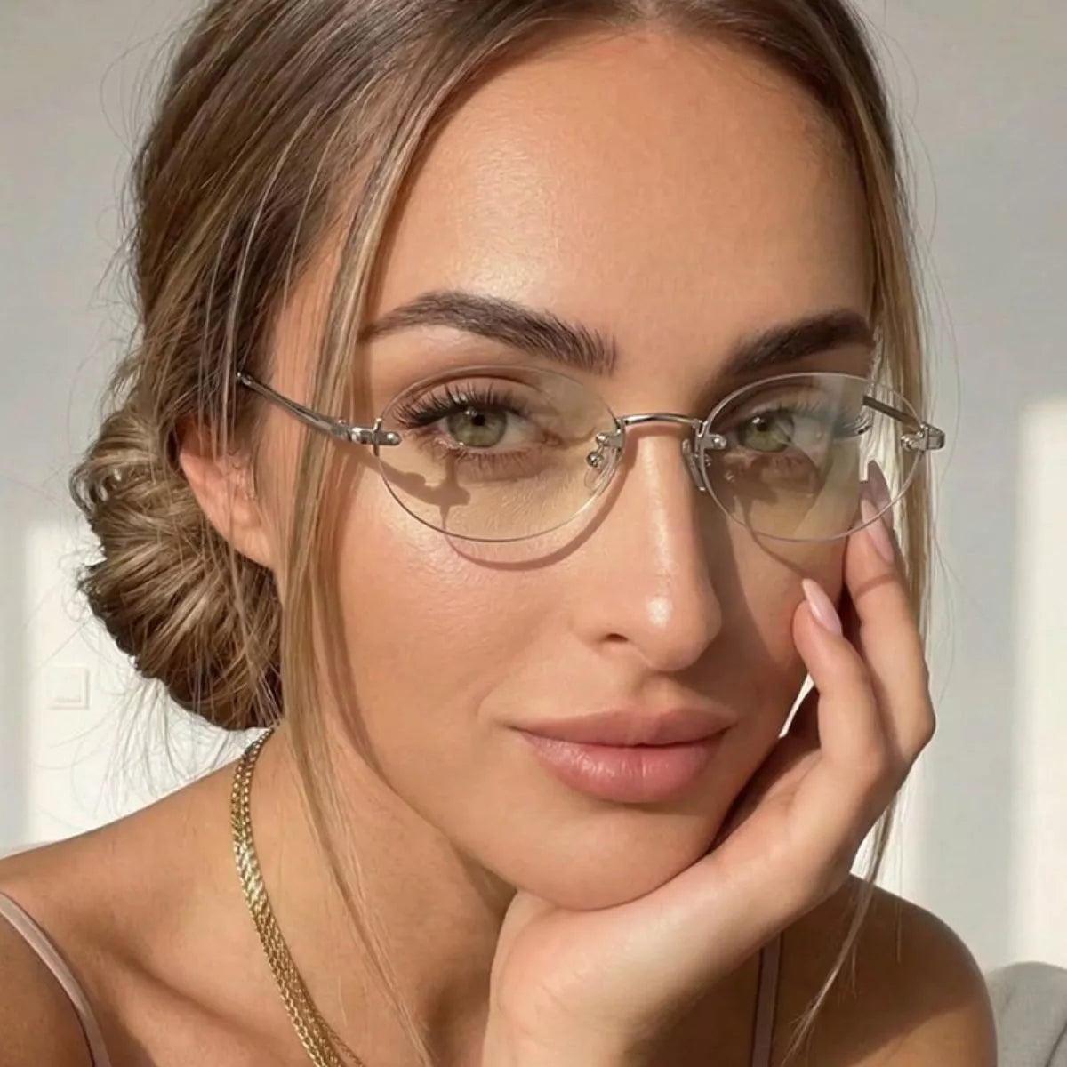 Vintage Oval Rimless Sunglasses - Lilixa.store