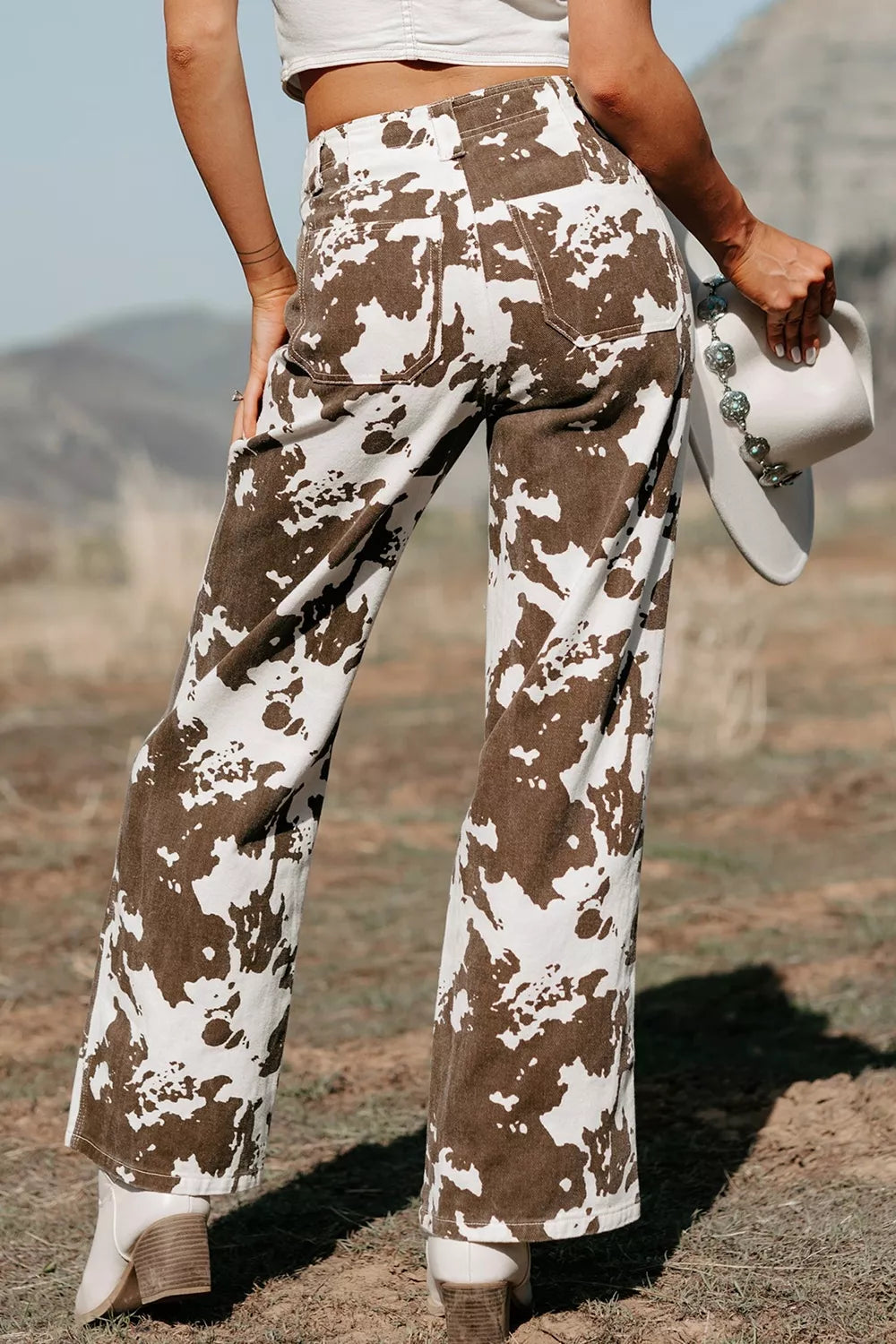 Abstract Pattern Regular Fit Full-Length Western Style Jeans - Lilixa.store
