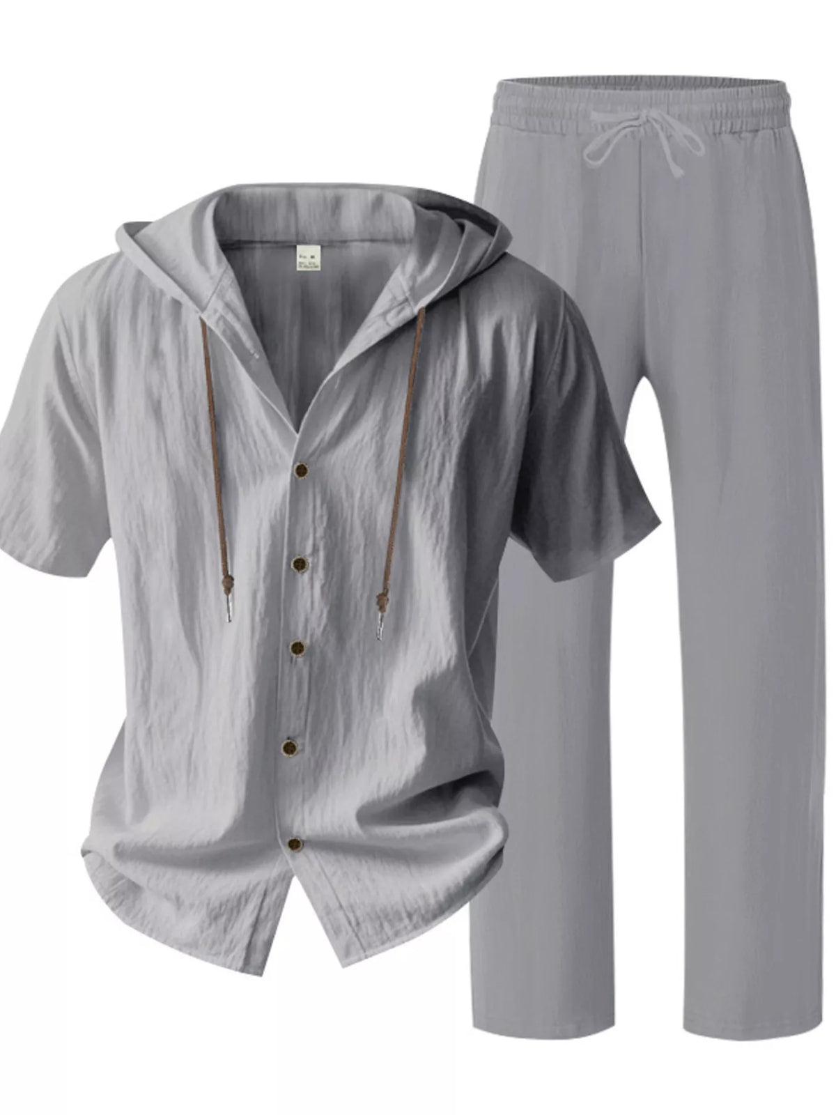 Men's Full Size Button Up Hooded Top and Pants Set Plus Size - Lilixa.store