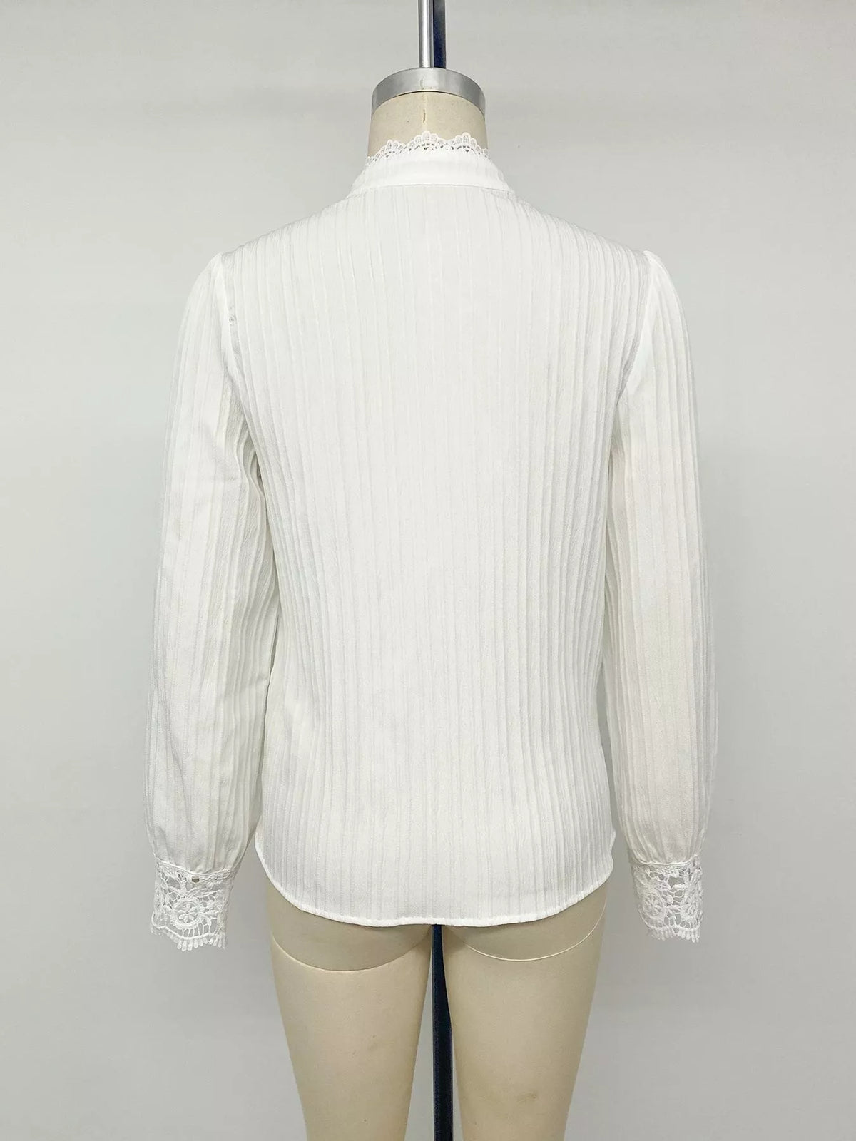 Lace Detail Long Sleeve Shirt - Lilixa.store