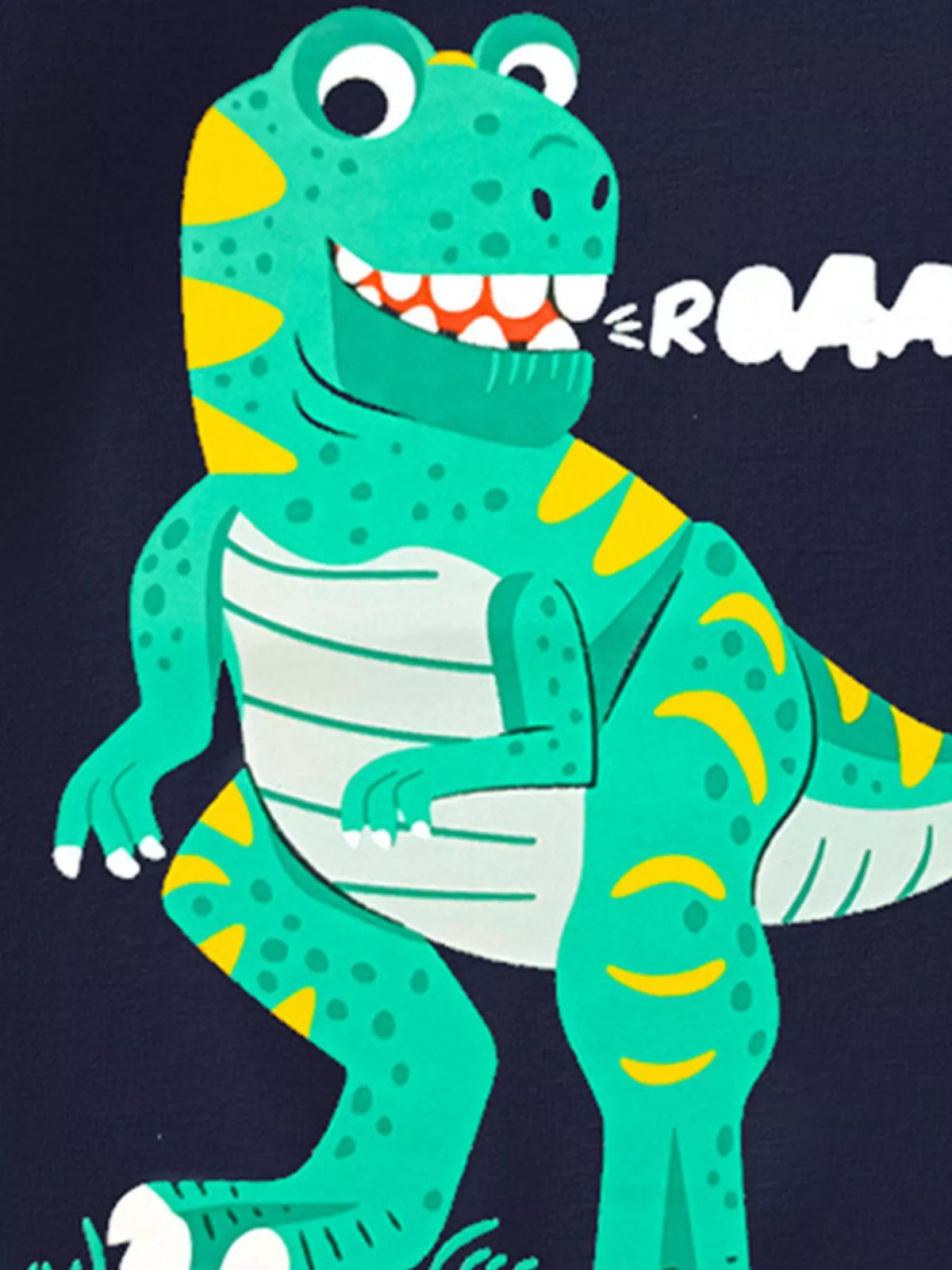 Children's Dinosaur Graphic Round Neck T-Shirt in Dark Navy, view 3