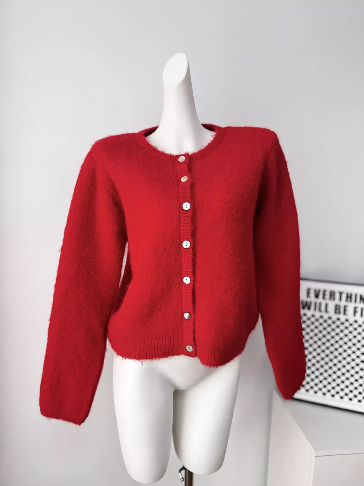 Fuzzy Knit Button-Down Cardigan, view 12