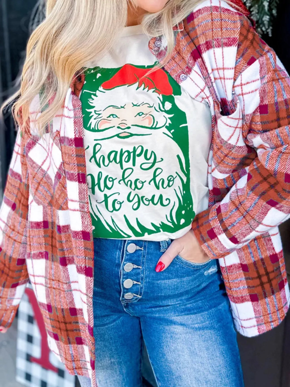 Plaid Button-Down Long Sleeve Shacket in Fuchsia Pink