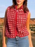 Plaid Zip Up Vest Coat - Lilixa.store