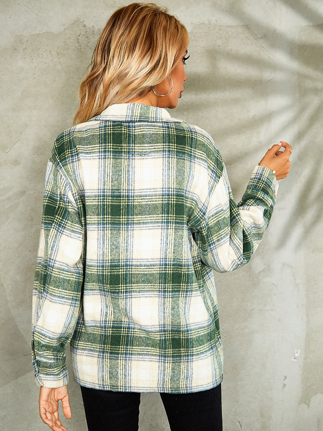 Plaid Button Down Collared Jacket, view 10