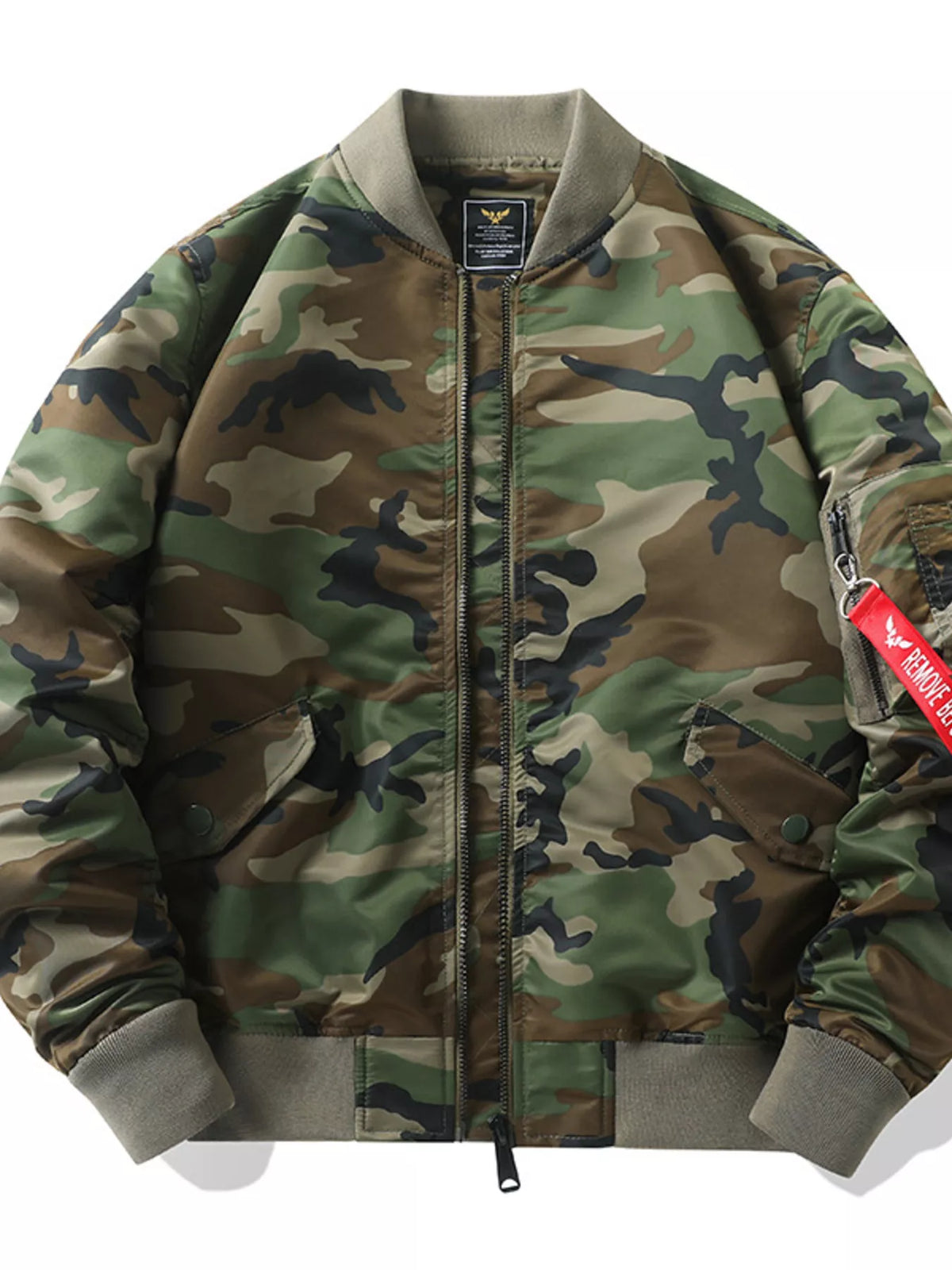 Men's Plus Size Camouflage Zip Up Bomber Jacket - Lilixa.store