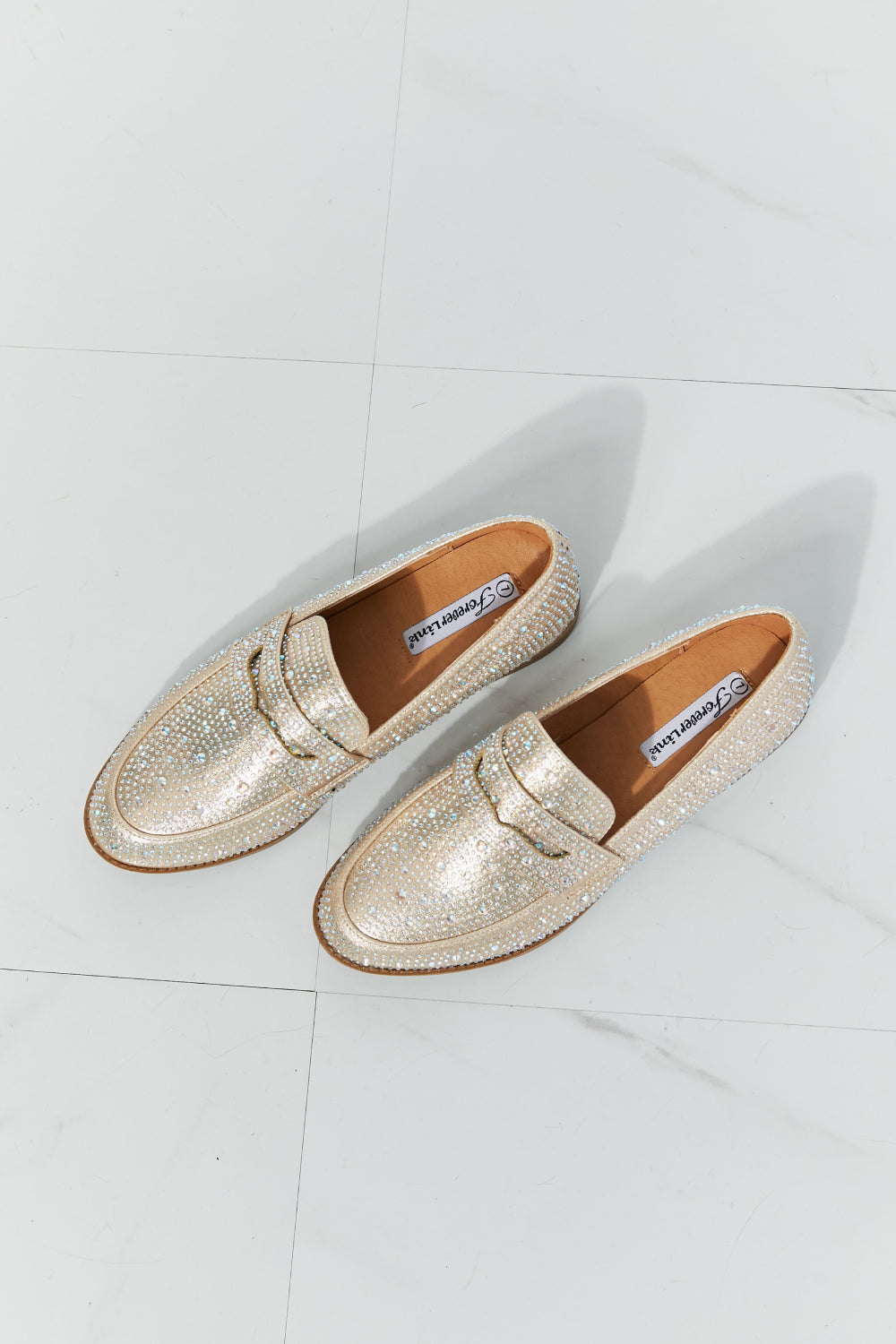 Forever Link Make It Shine Rhinestone Loafers in Champagne, view 4