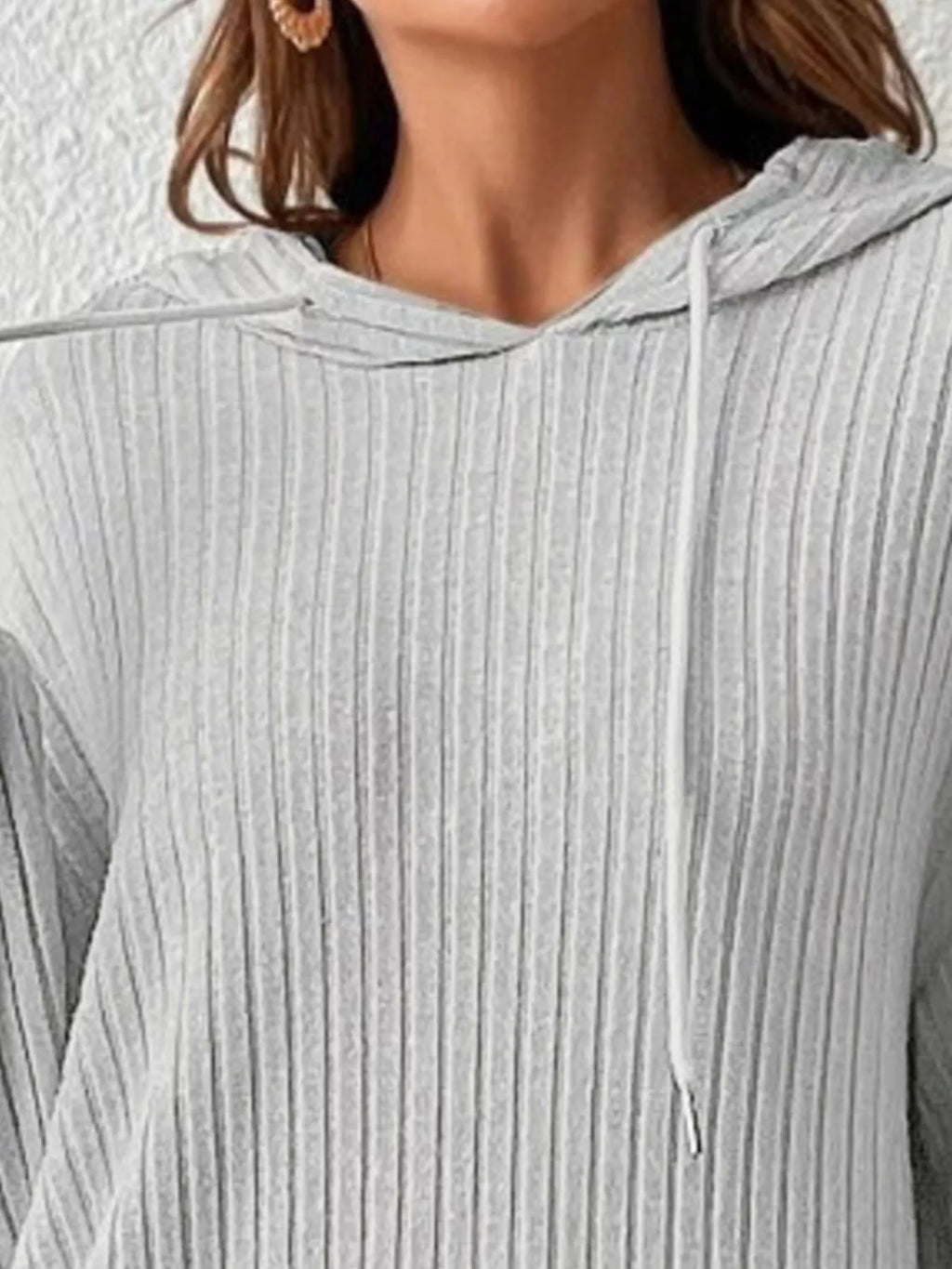 Ribbed Knit Long Sleeve Hoodie - Lilixa.store