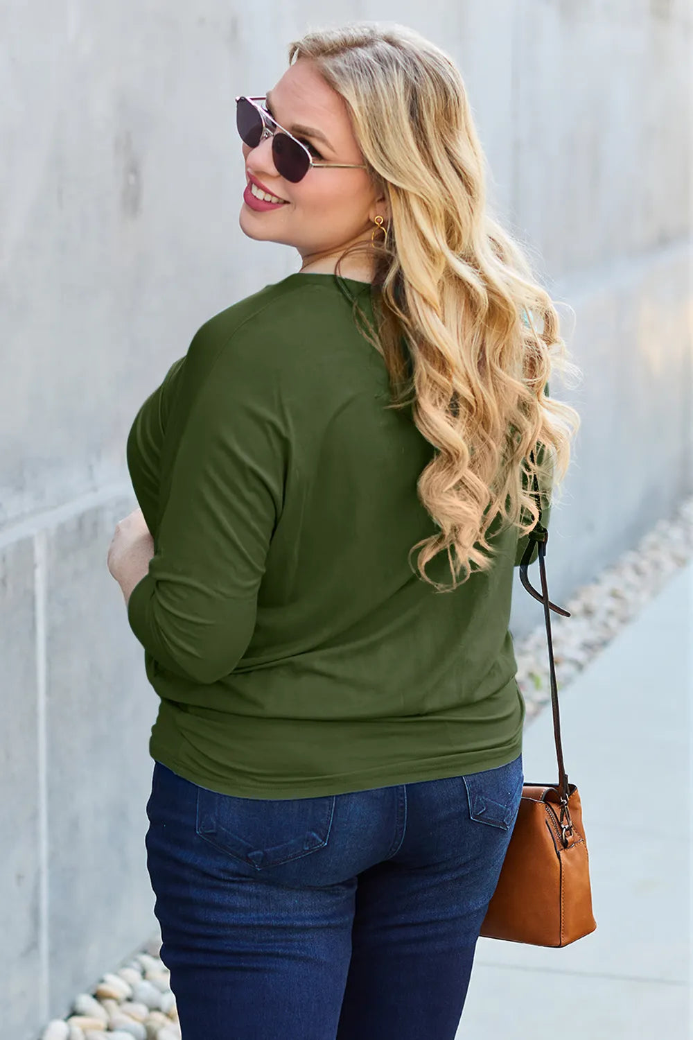 Basic Bae Full Size Round Neck Batwing Sleeve Top - Lilixa.store