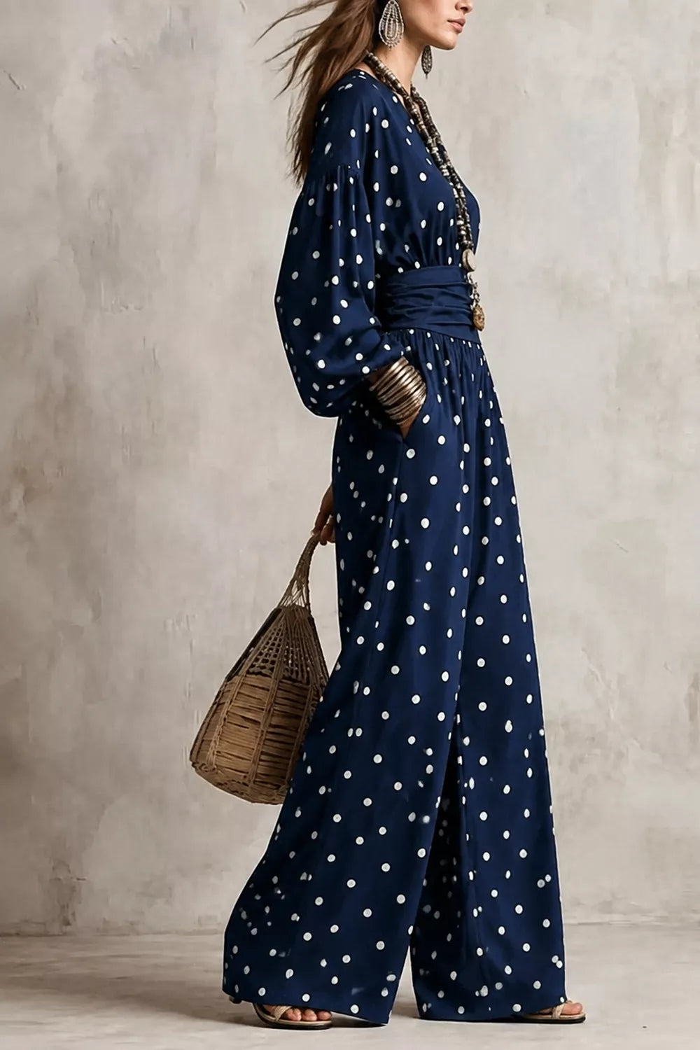 Polka Dot Wide-Leg Jumpsuit