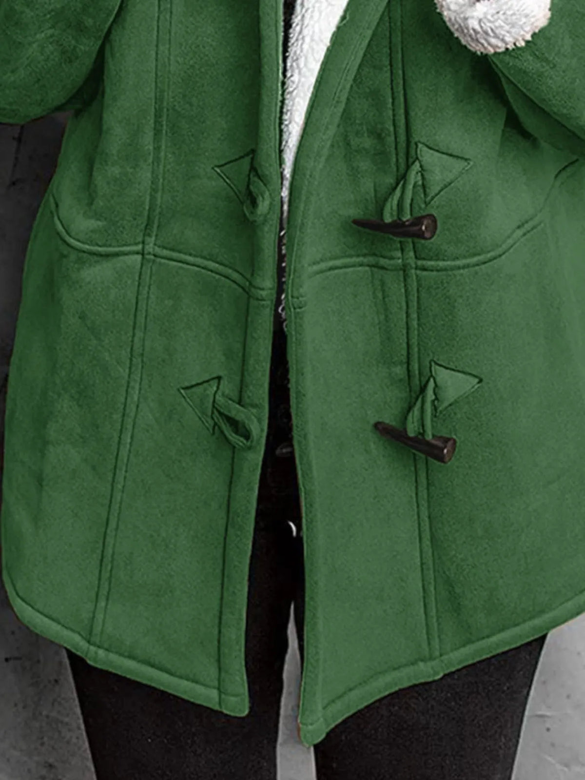 Full Size Cozy Sherpa Lined Toggle Coat with Hood Plus Size, view 8