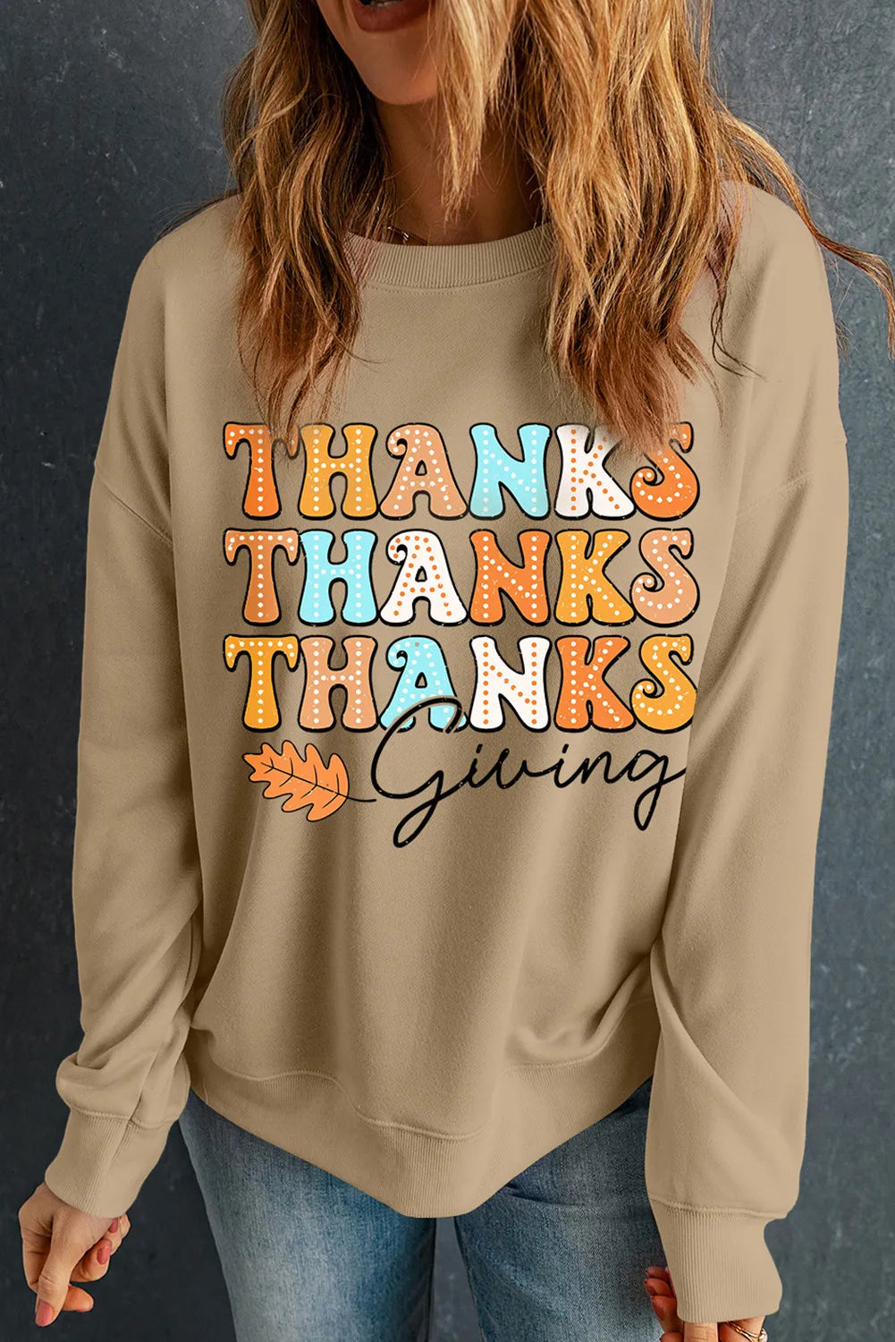 THANKSGIVING Round Neck Dropped Shoulder Sweatshirt - Lilixa.store