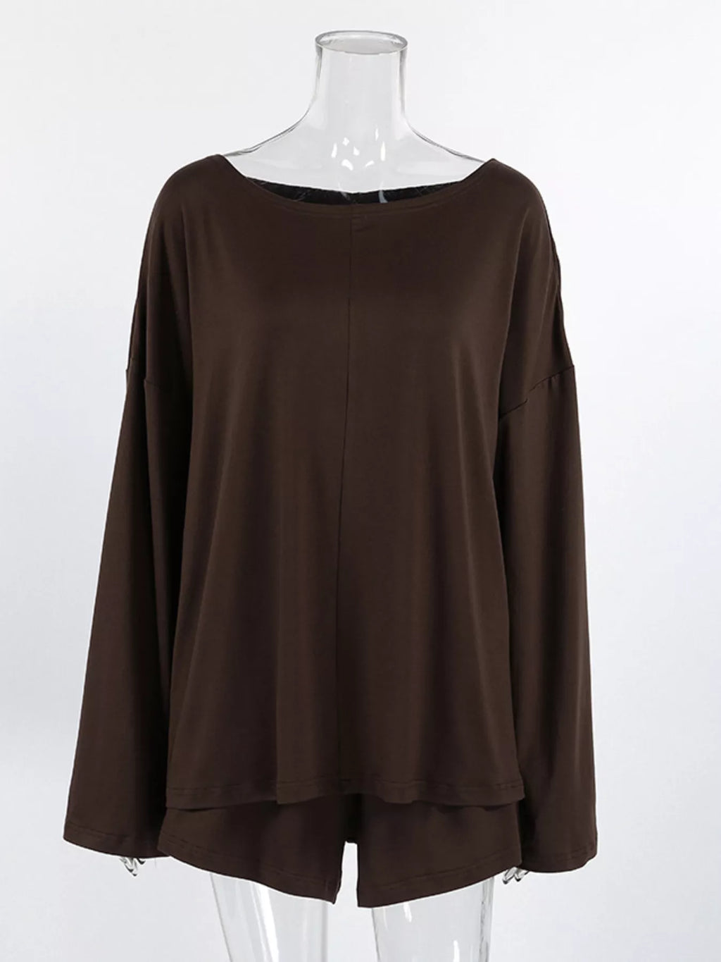 Oversized Long Sleeve Top and Shorts Lounge Set - Lilixa.store