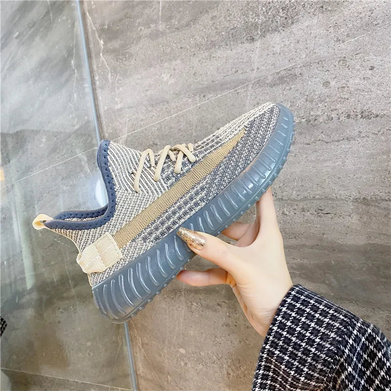 Mesh Lace-Up Platform Athletic Shoes - Lilixa.store