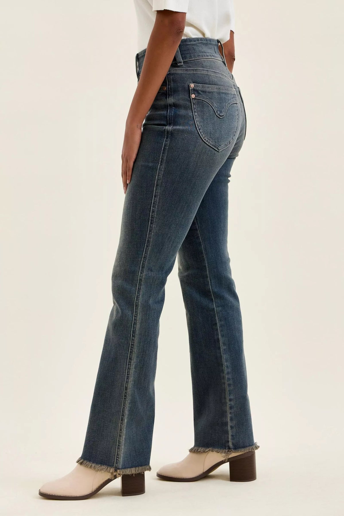 Judy Blue High Waist Double Button Frayed Hem Jeans - Lilixa.store