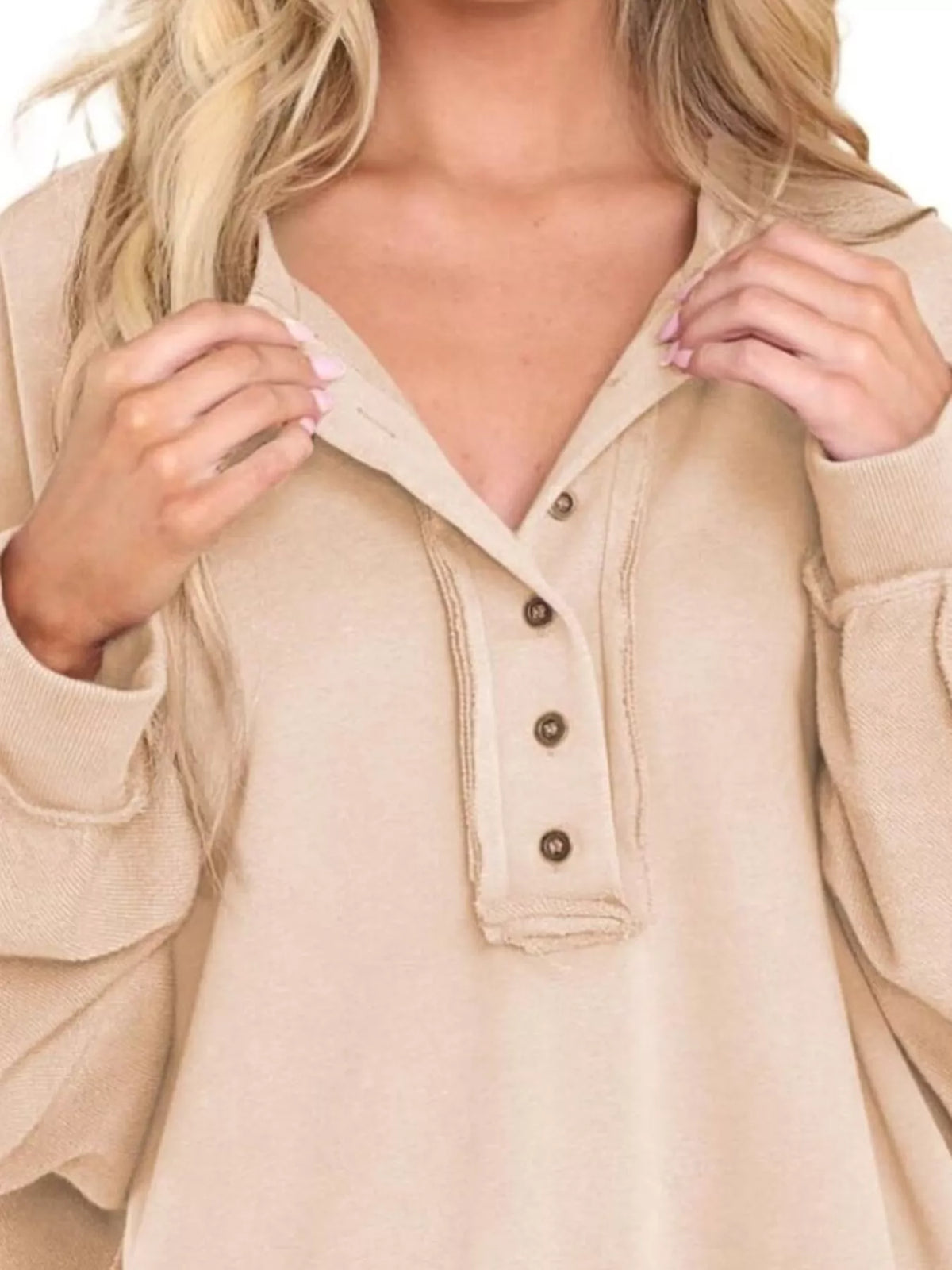 Half Snap Long Sleeve Sweatshirt - Lilixa.store