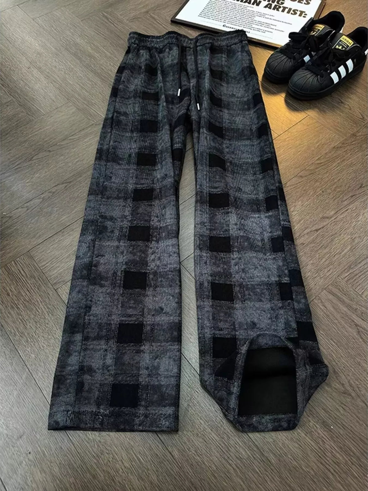 Men's Plaid Wide-Leg Pants