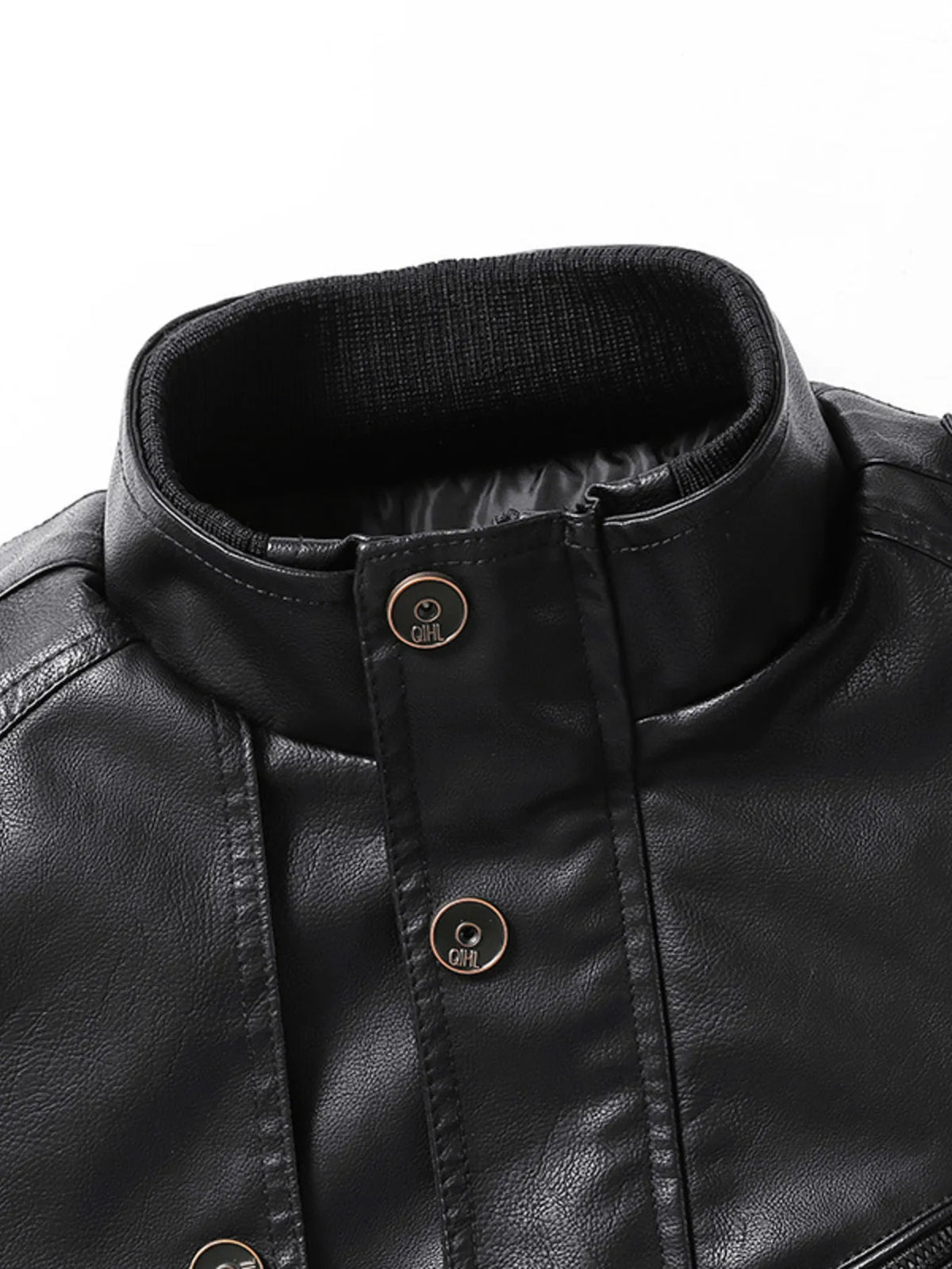 Men's Zip Up Long Sleeve Leather Jacket - Lilixa.store
