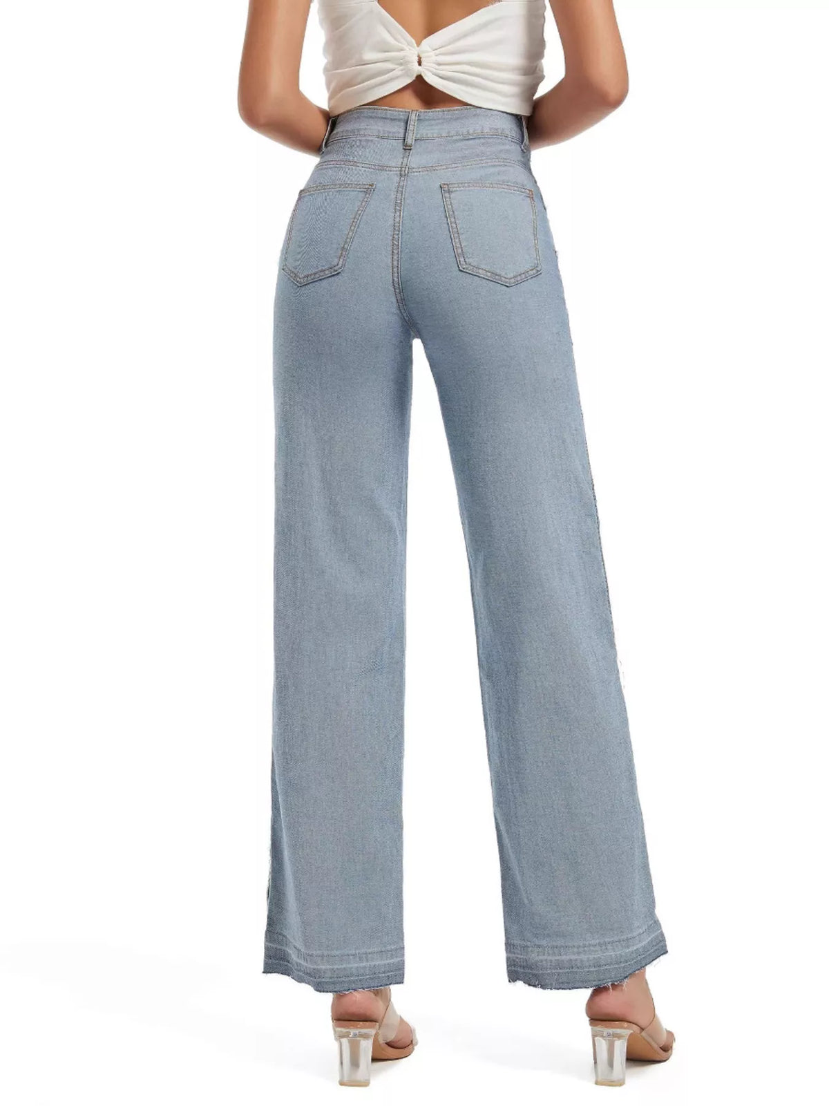 High-Waisted Two Tone Jeans - Lilixa.store