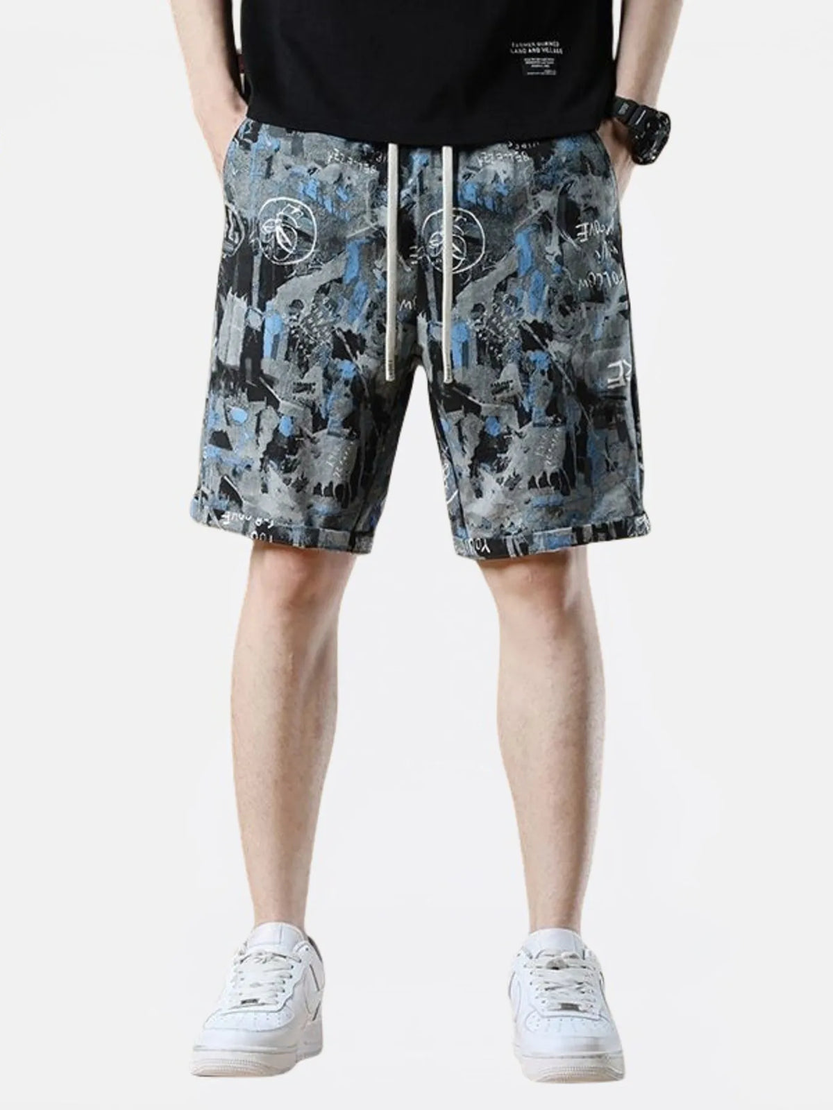 Men's Plus Size Drawstring Loose Fit Shorts in Dark Gray