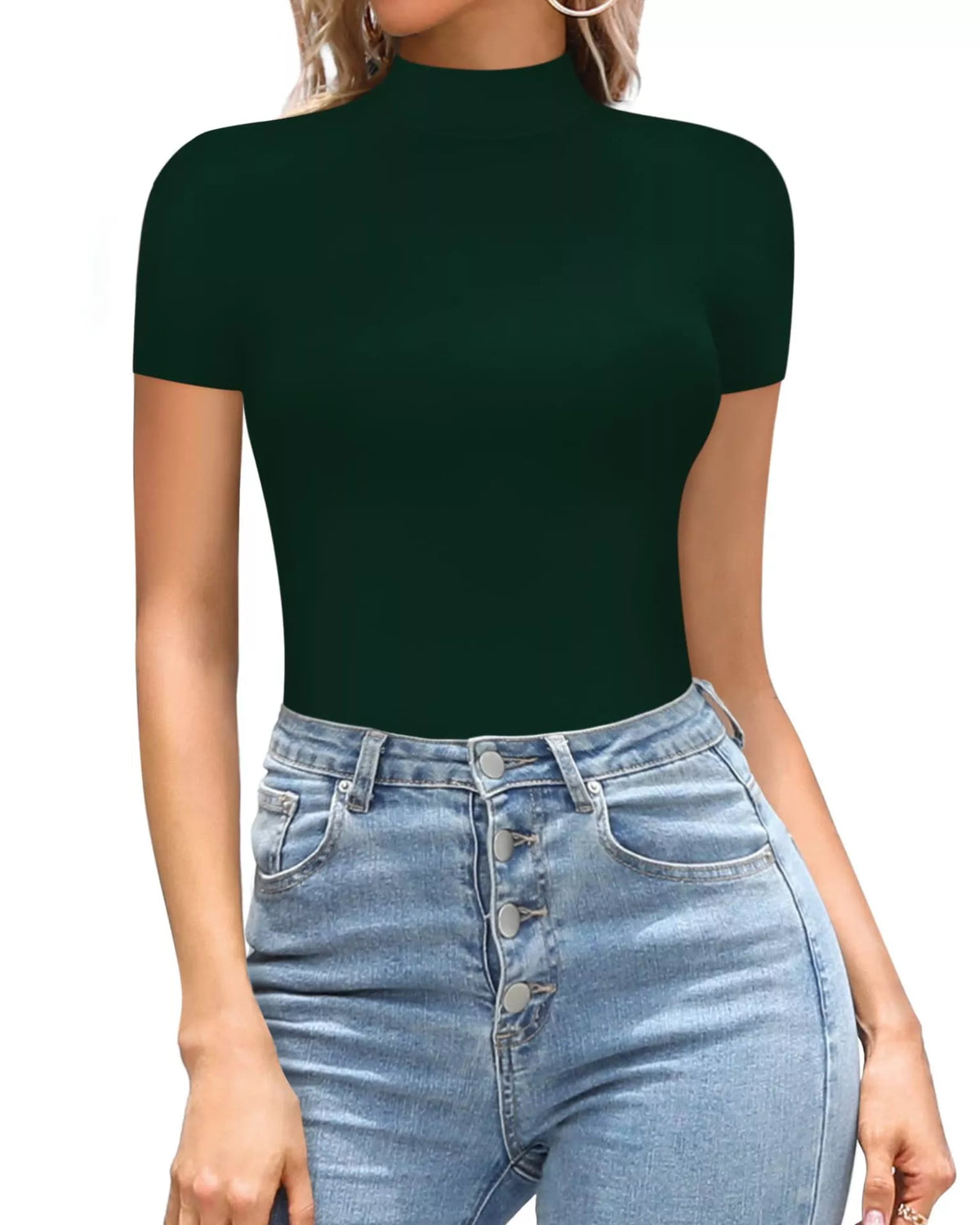 Mock Neck Short Sleeve Bodysuit - Lilixa.store
