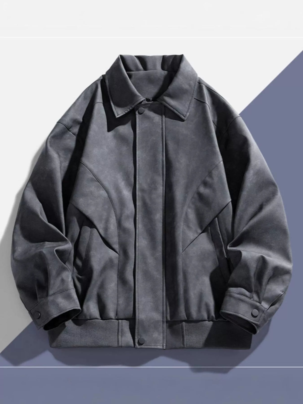 Men's Plus Size Long Sleeve Casual Jacket in Gray