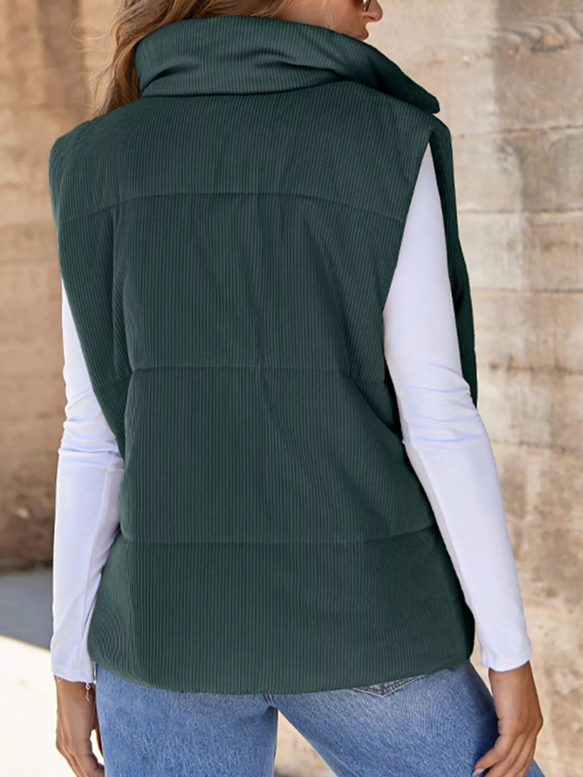 Corduroy Zip Up Vest Coat - Lilixa.store