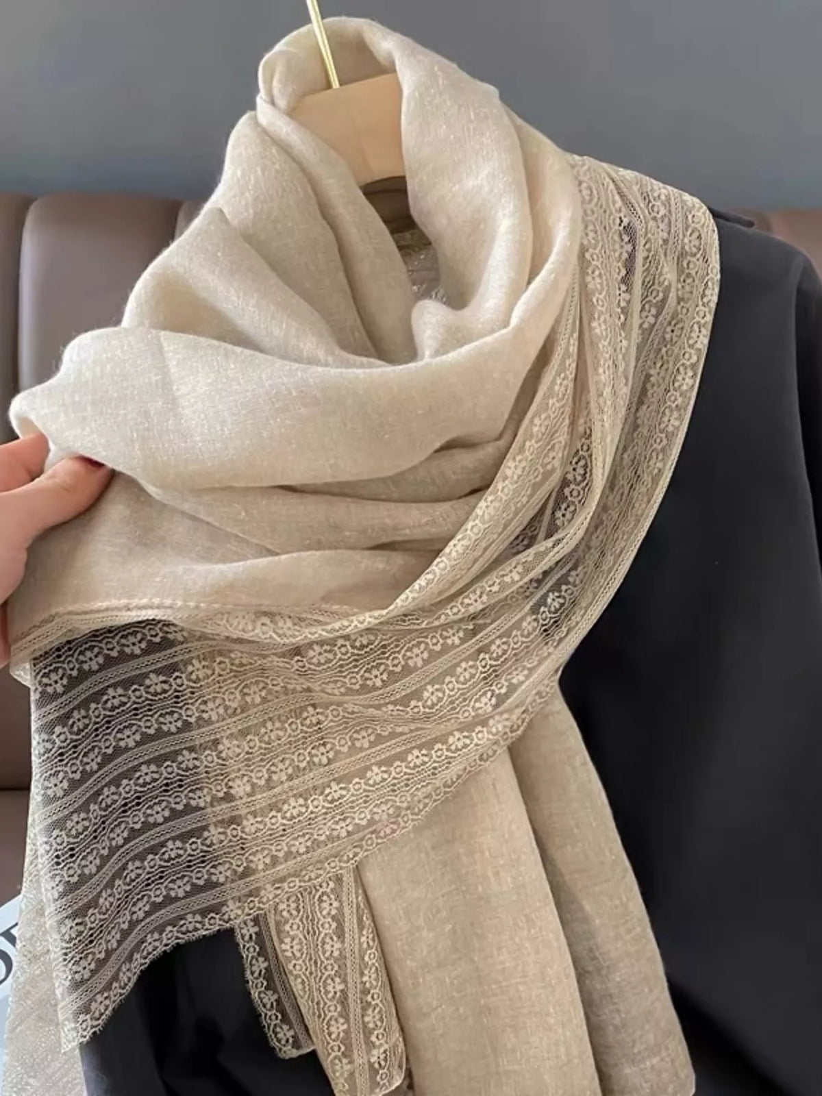 Lace Trim Scarf - Lilixa.store