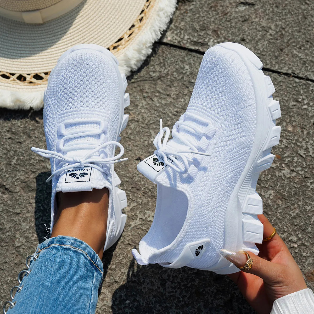 Mesh Lace Up Platform Athletic - Lilixa.store