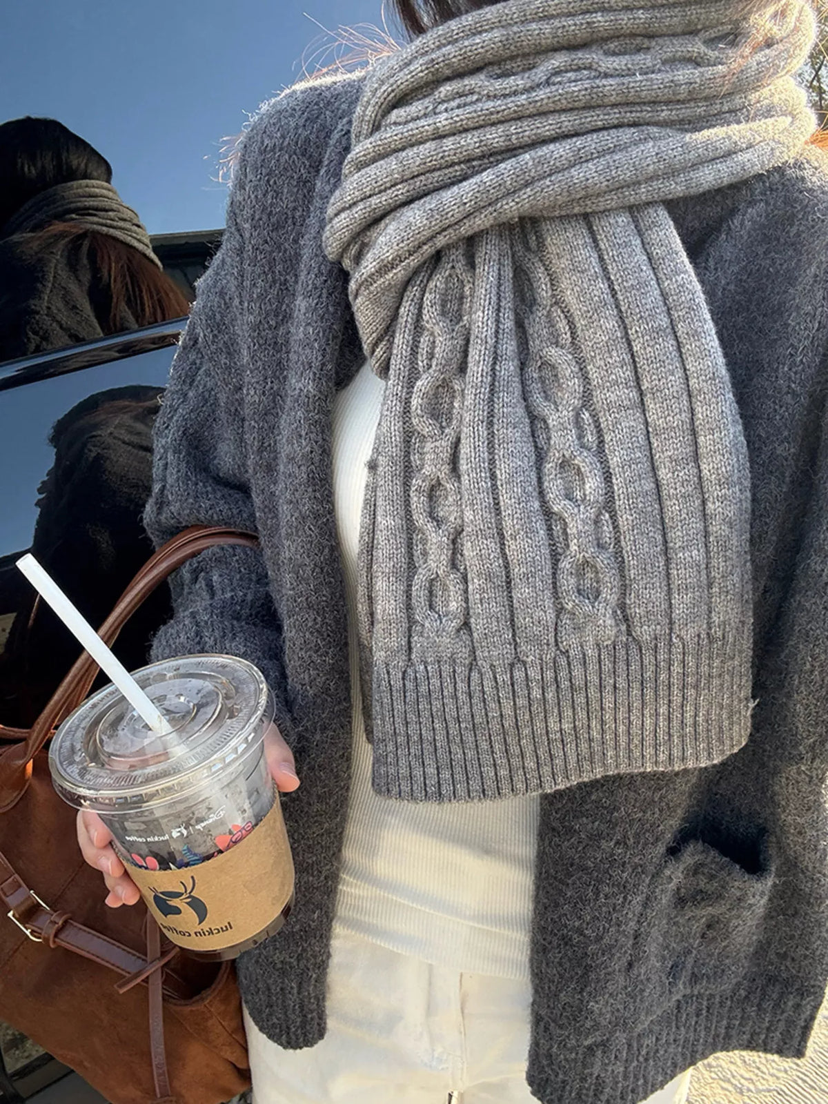 Textured Knit Winter Scarf - Lilixa.store