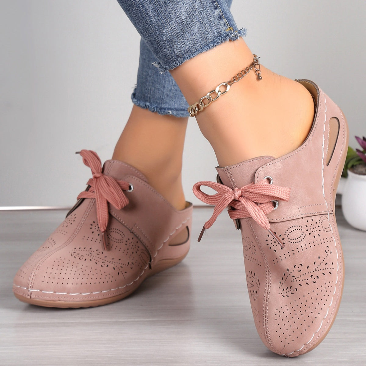 Lace-Up Wedge Slip-Ons, view 5