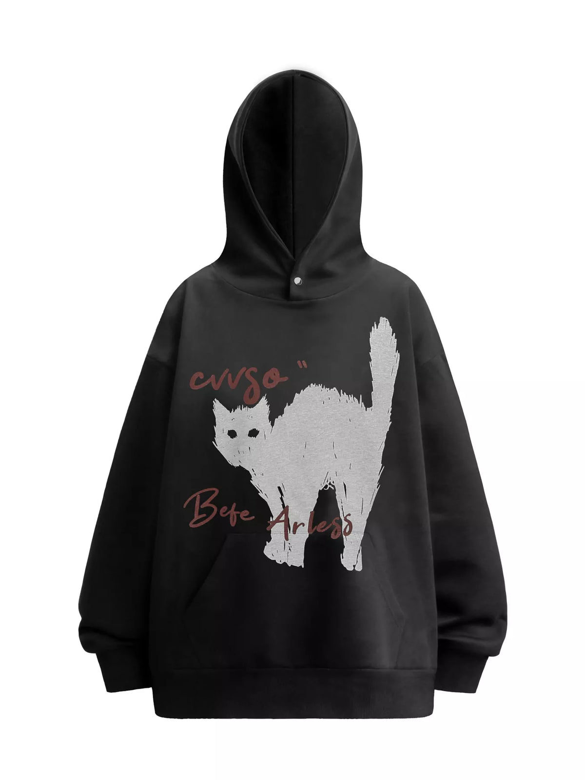 Men's Plus Size Cat Graphic Long Sleeve Oversized Hoodie