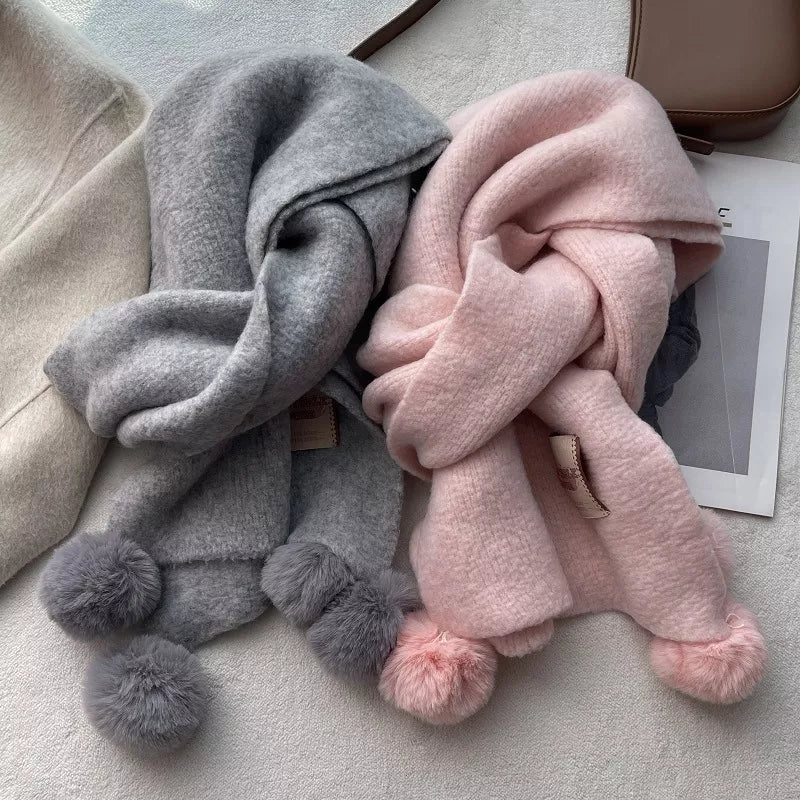 Pom-Pom Tassel Warm Scarf - Lilixa.store
