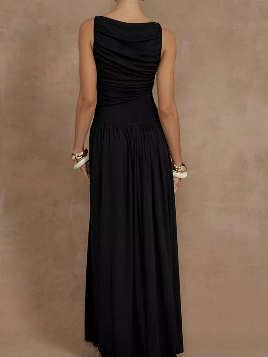 Full Size Ruched Sleeveless Maxi Dress Plus Size - Lilixa.store