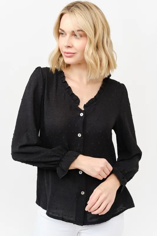 And The Why Polka Dot Ruffle Detailed Blouse Top - Lilixa.store