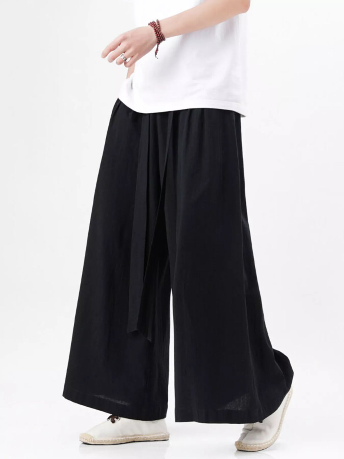 Men's Plus Size Wide Leg Pants in Black