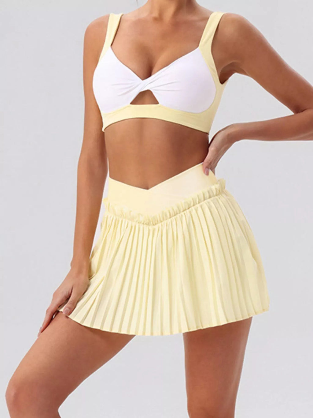 Sleeveless Top and Pleated Skirt Active Set - Lilixa.store