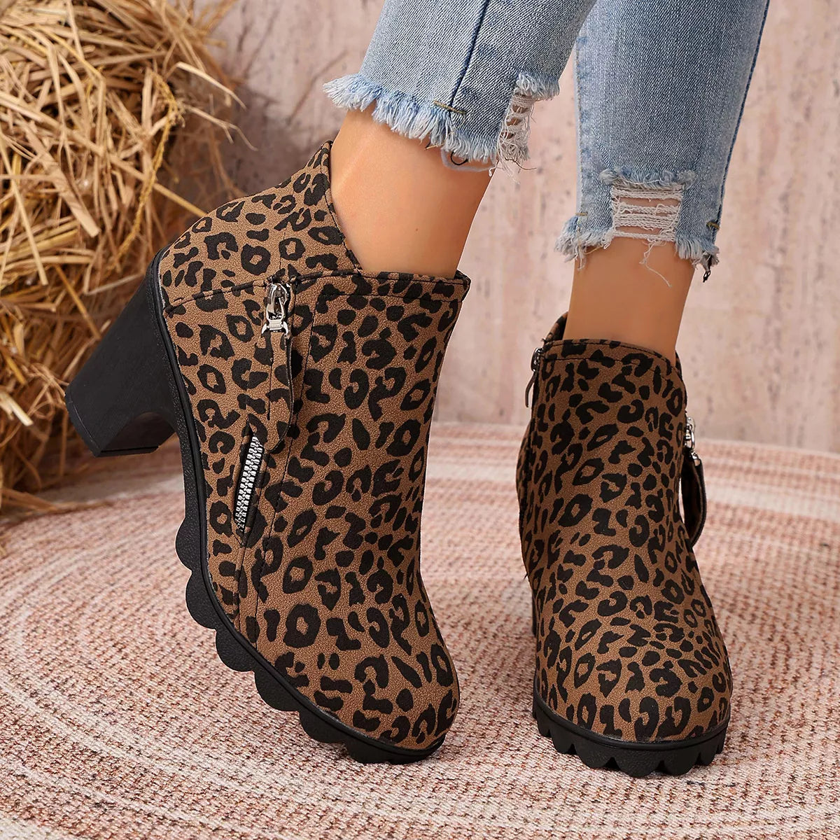 Round Toe Block Heels Boots - Lilixa.store