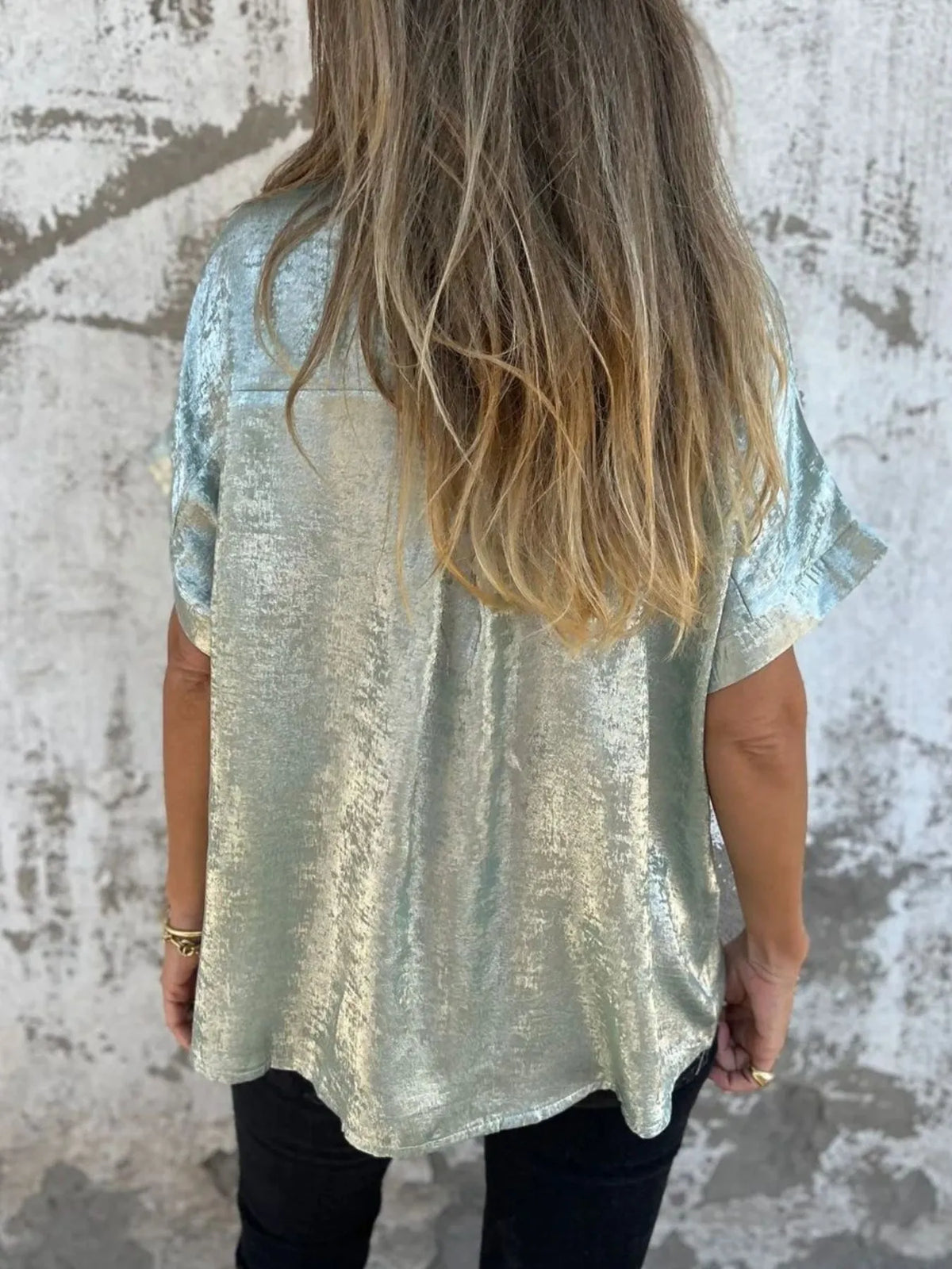 Full Size Collared Neck Short Sleeve Shirt Plus Size, view 8