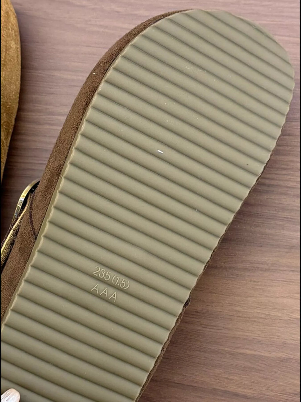 Suede Buckle Slip-Ons in Brown, view 3