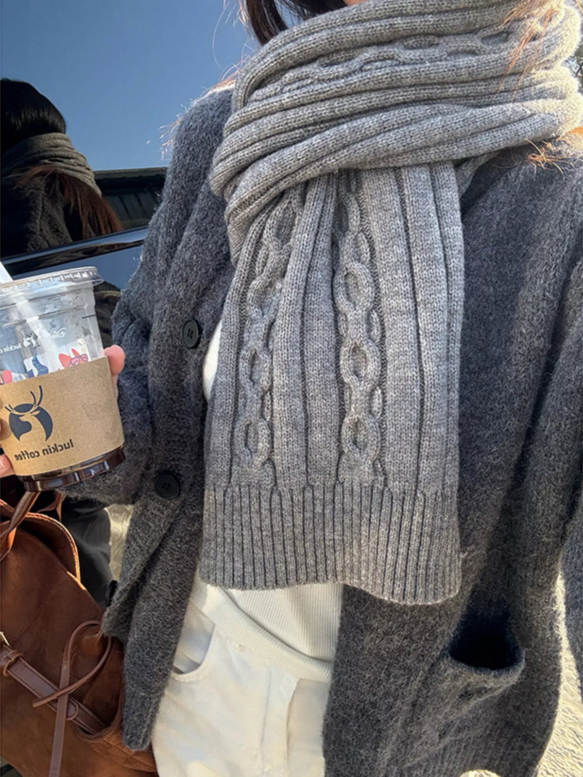 Textured Knit Winter Scarf - Lilixa.store