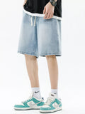 Men's Full Size Drawstring Wide Leg Denim Shorts Plus Size - Lilixa.store